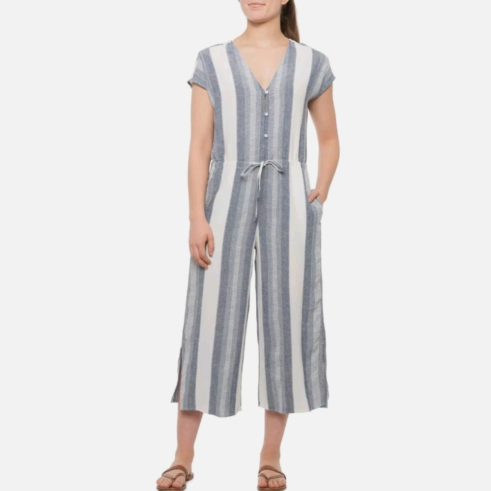 Cloth & Stone Linen blend sleeveless striped jumpsuit size small